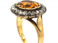 Early 19th Century 18ct Gold & Foiled Citrine & Rose Diamond Ring