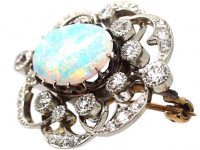 Edwardian Opal & Diamond Brooch Pendant