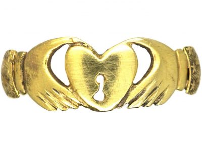 Regency 18ct Gold Fede Ring with Heart & Keyhole Motif