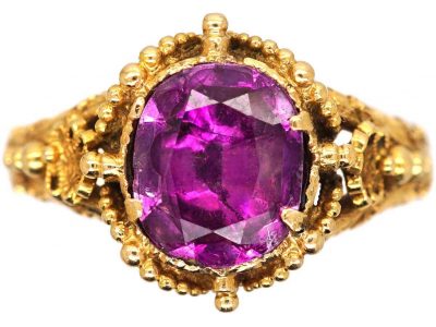 Georgian 18ct Gold Ring set with a Pink Topaz