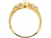 Edwardian 18ct Gold, Opal & Diamond Three Stone Ring
