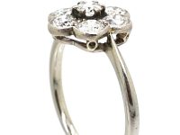 Early 20th Century 18ct White Gold & Platinum Diamond Cluster Ring