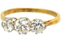 Early 20th Century 18ct Gold & Platinum, Three Stone Diamond Ring