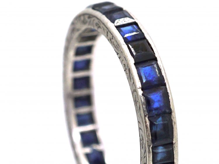Art Deco Platinum & Square Cut Sapphire Eternity Ring