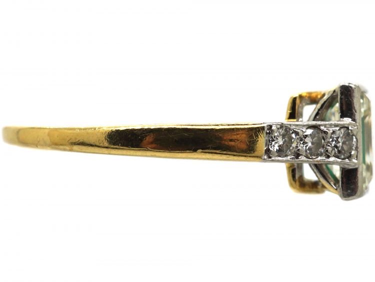 18ct Gold & Platinum, Square Cut Emerald & Diamond Ring by Boodles