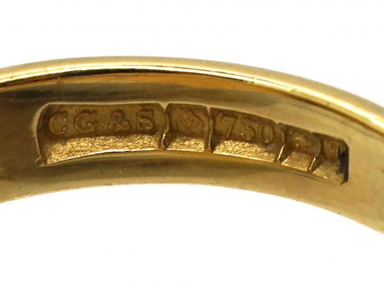 18ct Gold Signet Ring Engraved with a Fleur de Lys & Snake Entwined by Charles Green & Sons