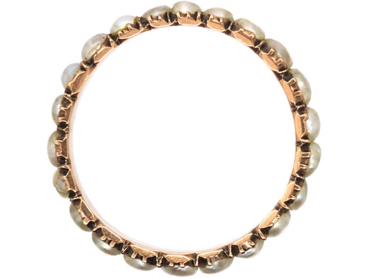 Georgian 9ct Gold & Natural Split Pearl Eternity Ring