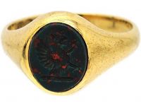 Edwardian 18ct Gold & Bloodstone Signet ring with Griffin Intaglio