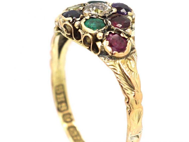 Victorian 9ct Gold Ring set with Gemstones That Spell Dearest