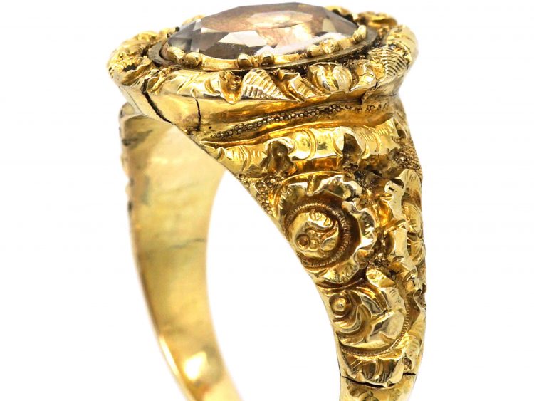 Georgian 18ct Gold & Foiled Rock Crystal Ring