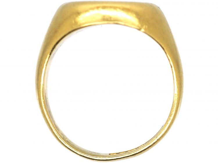 18ct Gold Signet ring with Engraved Dog by Charles Green & Sons