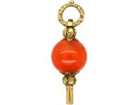Georgian Large 15ct Gold Cased Watch Key set with Carnelian