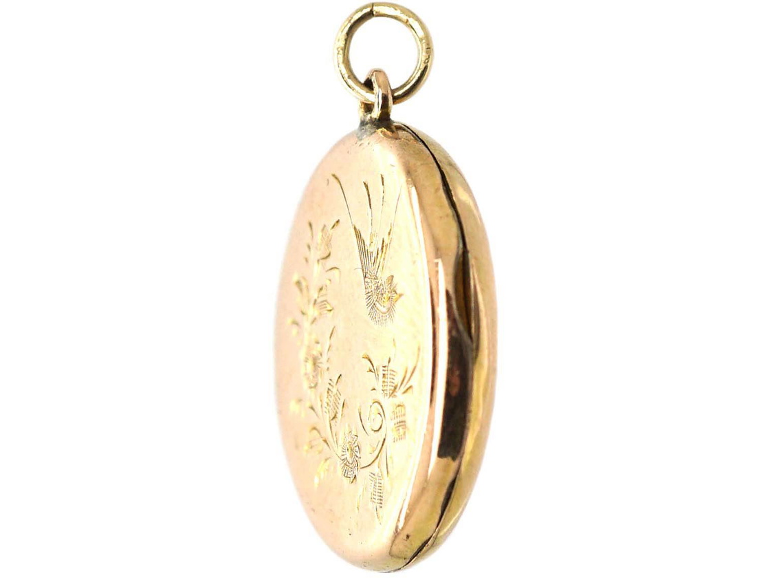 Edwardian 9ct Back & Front Round Locket with Swallow Motif (835S) | The ...