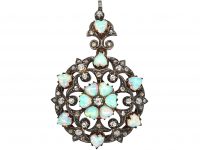 Victorian Heart Shaped Opal & Diamond Brooch Pendant