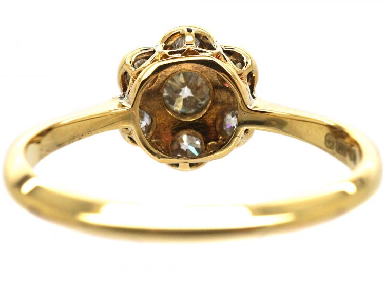 Edwardian 18ct Gold & Platinum, Diamond Daisy Cluster Ring