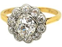 Edwardian 18ct Gold & Platinum, Diamond Daisy Cluster Ring