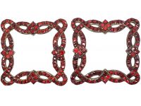 Georgian Pair of Silver & Flat Cut Almandine Garnet Buckles in original Case