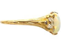 Edwardian 18ct Gold, Opal & Diamond Three Stone Ring