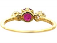 Edwardian 18ct Gold, Ruby & Diamond Three Stone Ring