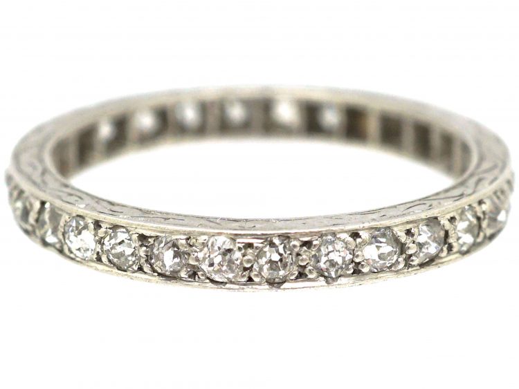 Art Deco Platinum & Diamond Narrow Eternity Ring