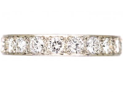 Art Deco Platinum & Diamond Eternity Ring with Engraved Sides