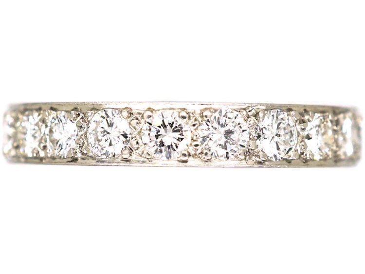 Art Deco Platinum & Diamond Eternity Ring with Engraved Sides