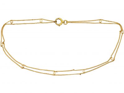 French Belle Epoque 18ct Gold Chain set with Natural Pearls