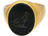 Victorian 18ct Gold & Bloodstone Ring with Bird Intaglio