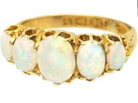 Edwardian 18ct Gold, Five Stone Opal Ring