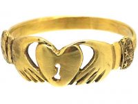 Regency 18ct Gold Fede Ring with Heart & Keyhole Motif