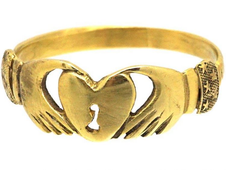 Regency 18ct Gold Fede Ring with Heart & Keyhole Motif