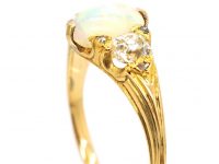 Edwardian 18ct Gold, Opal & Diamond Three Stone Ring