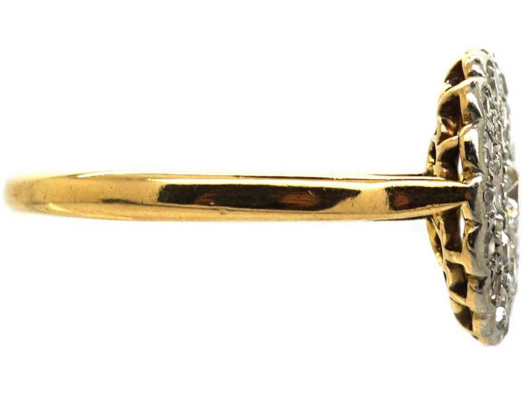 Edwardian 18ct Gold, Platinum & Diamond Cluster Ring