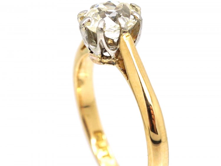 Art Deco 18ct Gold Old Mine Cut Diamond Solitaire Ring