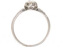 French Art Deco Platinum & Diamond Solitaire with Rose Diamond Shoulders