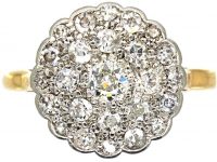 Edwardian 18ct Gold, Platinum & Diamond Cluster Ring