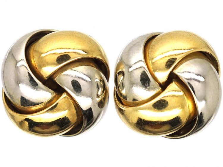 9ct White & Yellow Gold Knot Earrings