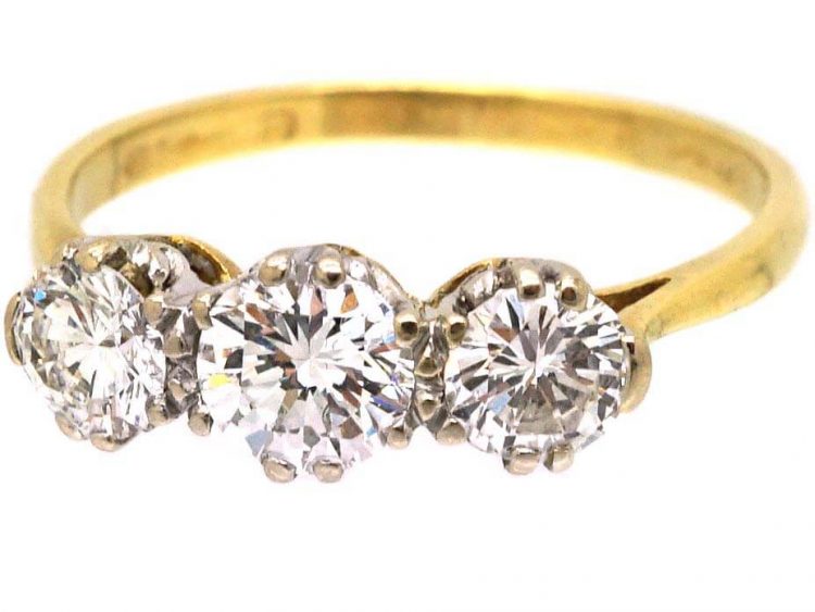 1920s 18ct Gold & Platinum, Three Stone Diamond Ring