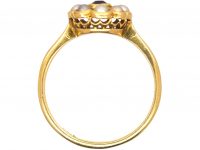 Edwardian 18ct Gold, Sapphire & Natural Split Pearl Cluster Ring