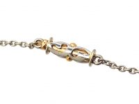 Edwardian Platinum & 15ct Gold Necklace set with Aquamarines & Natural Pearls