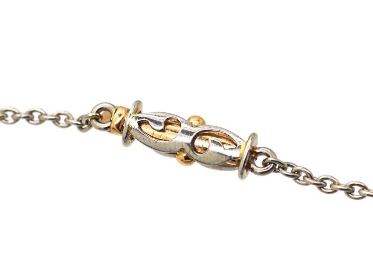 Edwardian Platinum & 15ct Gold Necklace set with Aquamarines & Natural Pearls