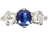1920s Platinum, Sapphire & Diamond Three Stone Ring
