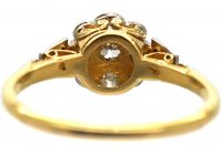 Edwardian 18ct Gold & Platinum, Diamond Cluster Ring with Rose Diamond Shoulders