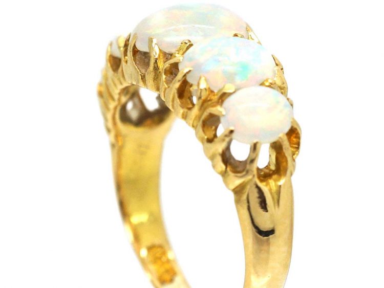 Edwardian 18ct Gold, Five Stone Opal Ring