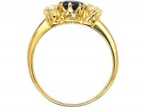 Edwardian 18ct Gold, Three Stone Sapphire & Diamond Ring