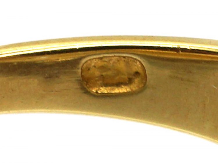 Victorian 18ct Gold, Five Stone Old Mine Cut Diamond Boat Shaped Ring