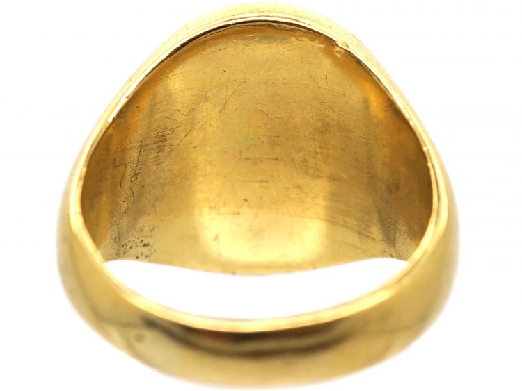 18ct Gold Signet ring with Engraved Dog by Charles Green & Sons