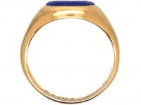 9ct Gold & Lapis Lazuli Signet Ring with Intaglio of a Cow & Crosses