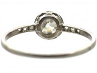 French Art Deco Platinum & Diamond Solitaire with Rose Diamond Shoulders