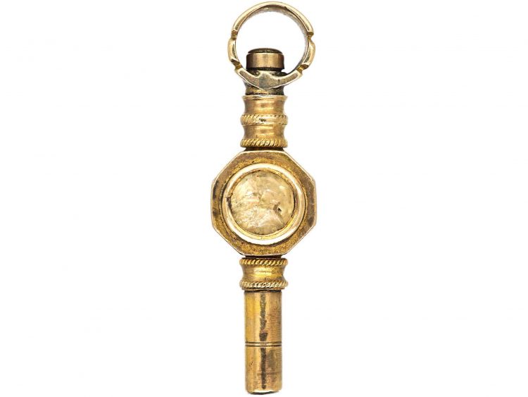 Victorian 9ct Gold Cased Watch Key set with Bloodstone